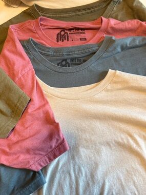Into The AM Men’s Short Sleeve Crew Tee - Pink, Olive, Slate Gray, Cream